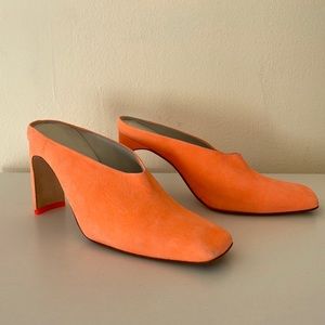 BRAND NEW -- Miista tangerine neon orange leather mules - sz 40
